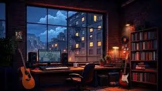 Lo-Fi Producer Studio at Night 🎧 Cozy Music Loft | Midnight Workspace Ambience