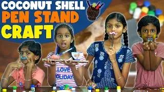 How To Make Coconut Shell Penstand ❓I Simple Craft ✂️ I Ini's Galataas