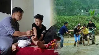 I spent the day repairing Uncle Chúc's tractor and tending to Cường's wounds at home.