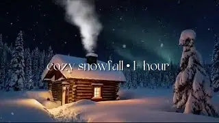 cozy winter cabin ❄️ relaxing music + snowfall + aurora (1+ hour)