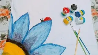 !! Beautiful T-SHIRT Painting 😍 !! Sunflower and Ladybug !! Saman Jamal
