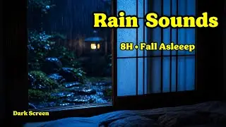 8 Hour Dark Screen Sleep Music 🌙 Japanese Zen Piano & Rain Sounds for Sleeping