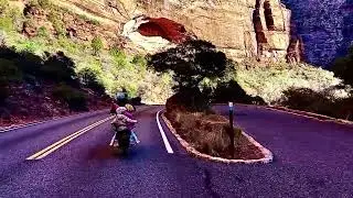 Coming down Zion with my two kids