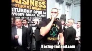 Tyson Fury singing Elvis 'In the Ghetto' at Martin Rogan weigh in in Belfast