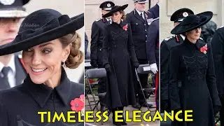 Princess Kate Turns Heads In Lock & Co Hat And The Late Queen's Pearl Earrings At the Memorial