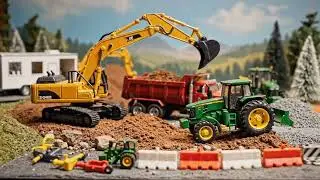 💥 RC Jobsite Action! Huina Excavator & Volvo Dump Truck Work Together After Quick Repair