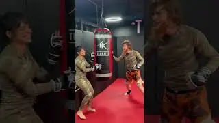 UFC fighter Shara Bullet scares Nina Drama during MMA training LOL #shorts #mma #ufc