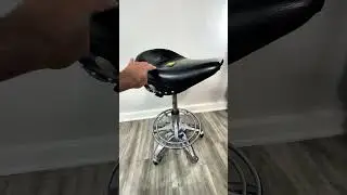 Pneumatic Biker Stool Saddle with Wheels Adjustable Height Motorcycle Seat Man Cave