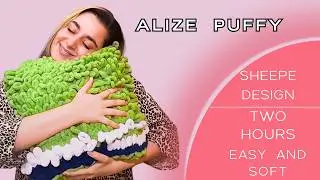 How to Knit the CUTEST Sheep Pillow! 🐑 (No Needles) | Alize Puffy Tutorial
