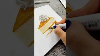 Orange cheesecake 🍊 Realistic drawing   / Food illustration #art #alchoholmarkers #drawing