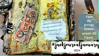 Diy faux ticket #junkjournaljanuary #promt30  #travel || junk journal tutorial || diy craft ideas