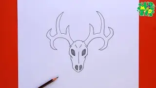 🦌 How to Draw a Deer Skull with Antlers | Easy Step-by-Step Drawing Tutorial 💀