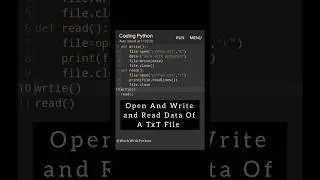 Write And Read A TXT File In Python #shorts #youtubeshorts #python