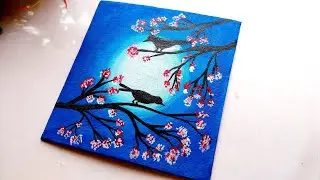 Small Canvas Bird Painting / Tiny Canvas Painting/ Canvas Wall Art / Small Canvas Wall Decor