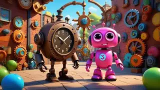 Ten Little Robots Learn the Clock | Time Learning Song for Kids | Nursery Rhymes and Baby Songs