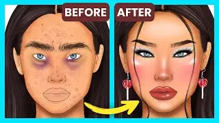 GLOW UP! ✨| Asmr, Makeup Transformation,Makeup Tutorial,Creative,Foundation,Lipstick,Blush,Mascara