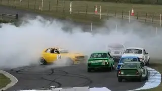 Smokescreen! Opening lap spin Races 4 & 5 Muscle Car Cup Baskerville Historics 2024