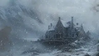 Frozen Night Winds Roaring Across Snowy Fields As The Winter Storm Covers Everything In White