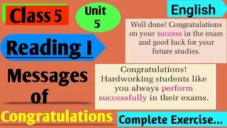 Class 5 English | Unit 5 Reading I Message Of Congratulations | Grade 5 English Unit 5 All Exercise 