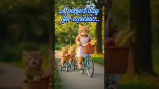 Cute Picnic in the Park Mama Cat & Kittens&rsquo; Wholesome Day