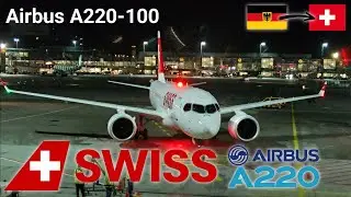 Швейцарский Airbus A220-100 в режиме полета | Франкфурт - Цюрих