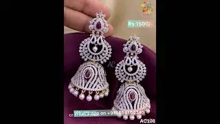 one gram gold cz grand jhumkas / buy online designer jhumkas / whatsapp 8686164345