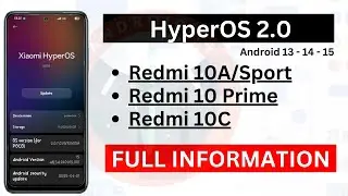 Redmi 10 Prime/10C/10A HyperOS 2.0 [ Android 15 ] Redmi 10A New Update | 10+ Feature | New Update