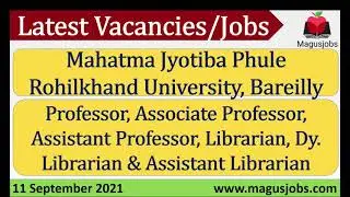 Mahatma Jyotiba Phule Rohilkhand University, Bareilly | Recruitment 2021