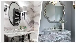 75 Transitional Medium Tone Wood Floor Powder Room Design Ideas You'll Love 🔴