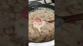 Easy risotto with surimi sticks and shrimp 🤗 #risotto #risottorecipe #surimi #shrimp #foryou#fy#fyp