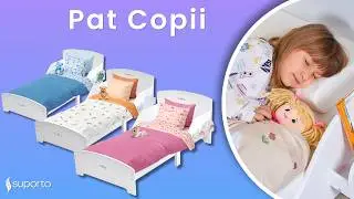 Pat copii cu Raft de carti si Protectii laterale Suporto, din MDF, Patut pentru copii 3-8 ani