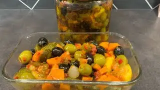 أول تحضيراتي لشهر رمضان المبارك 2022 زيتون كاسي صنع منزلي أحسن وأبن من تاع برا 🤩🤩👍