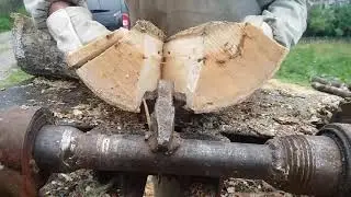 Amazing Homemade log splitter wood processing machine