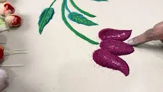 Hanging flowers rangoli designs || Sand art || Satisfying rangoli designs video | फुलों की रंगोली 