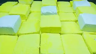 Yellow soft crispy gymchalk blocks crushing | oddlysatisfying | ASMR 