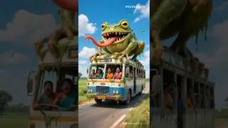 The Indian soldier saved the bus passengers from the giant frog 😭#ai #army #frog