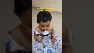 11 months baby drinking water from the sipper bottle @LifeOPragna #drinking #food