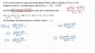 Calc I: Average velocity and Instantaneous velocity