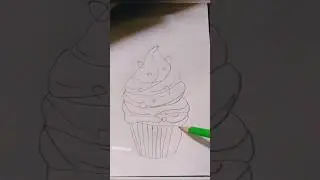 cupcake 🧁 drawing sketch easy with coloring #sketch #coloring #cupcake#drawing
