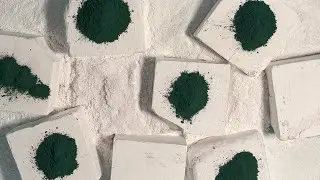 Fresh plain Jane white gym chalk blocks with green pigment powder crush asmr 