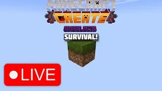 NUCLEAR POWER!!! Oneblock Skyblock With Create Mod! Lets play survival LIVE!