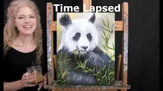 TIME LAPSE - How to paint BAMBOO PANDA with Acrylic - Step by Step Tutorial