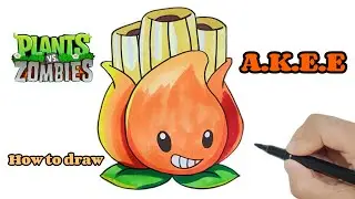 How to Draw A.K.E.E from Plants vs. Zombies with Colorful Markers Step by Step |Easy for beginners