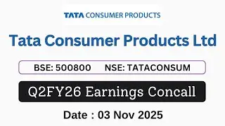 Конференция по доходам Tata Consumer Products за 2-й квартал 2026 года | Последние новости о акци...