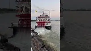 New Orleans steamboat at sunset 🌅 #neworleans #nola #riverboat #mississippiblues #mississippiriver