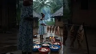 Grilled Fish Over Open Fire: Authentic Village Cooking | Simple African Village