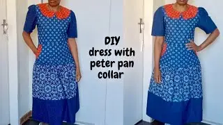 DIY gathered dress with a peter pan collar