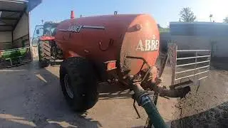 Massey Ferguson 6470 and Abbey 1600 putting out the last of the slurry/water Autumn 2019