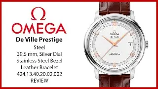 ▶ Omega De Ville Prestige 39.5mm Steel Silver Dial Leather Strap 424.13.40.20.02.002 - REVIEW
