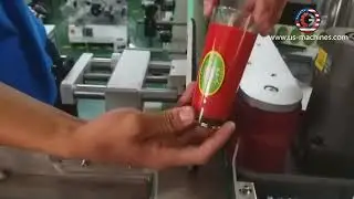 Belt driven round bottle rolling labeling machine labeler line
